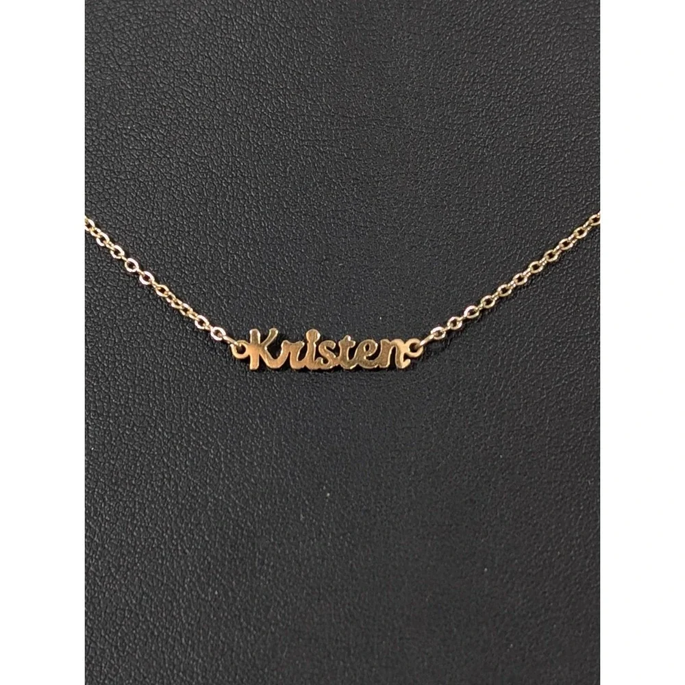 MDB Gold Tone Kristen Necklace Name Retro Dainty‎ 20 inch Classic for Layering